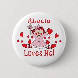 Badge Rond 5 Cm Je de l'amour d'Abuela poupée de chiffon