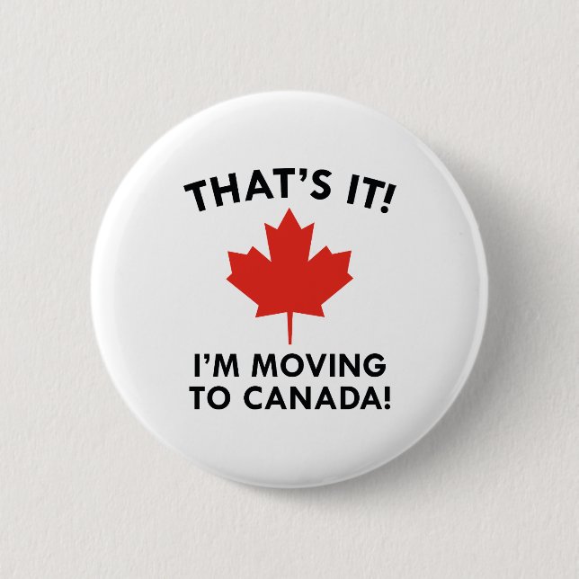Badge Rond 5 Cm Je déménage au Canada (Devant)
