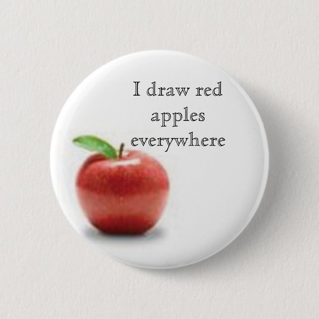 Badge Rond 5 Cm Je dessine les pommes rouges partout (Devant)