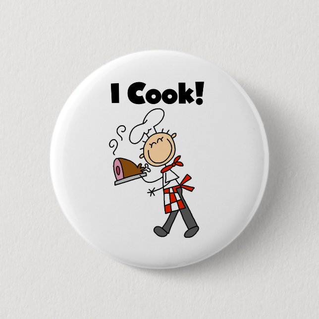 Badge Rond 5 Cm Je fais cuire - le chef masculin (Devant)
