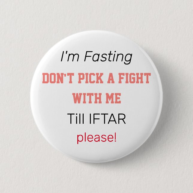 Badge Rond 5 Cm Je jeûne en Ramadan (Devant)