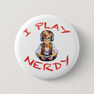 Badge Rond 5 Cm Je joue au gamer nerdy