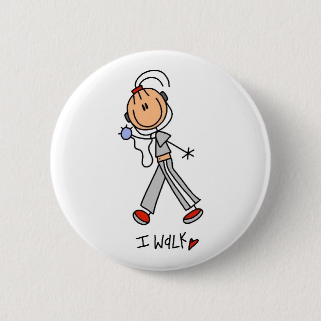 Badge Rond 5 Cm Je marche (Devant)