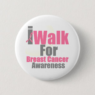 Badge Rond 5 Cm Je marche pour la conscience de cancer du sein