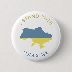 Badge Rond 5 Cm Je me tiens avec l'Ukraine Carte du drapeau nation