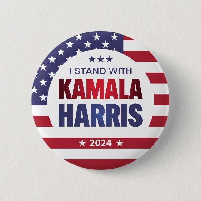 Badge Rond 5 Cm Je Me Trouve Avec Le Bouton Kamala Harris Blue Red (Devant)