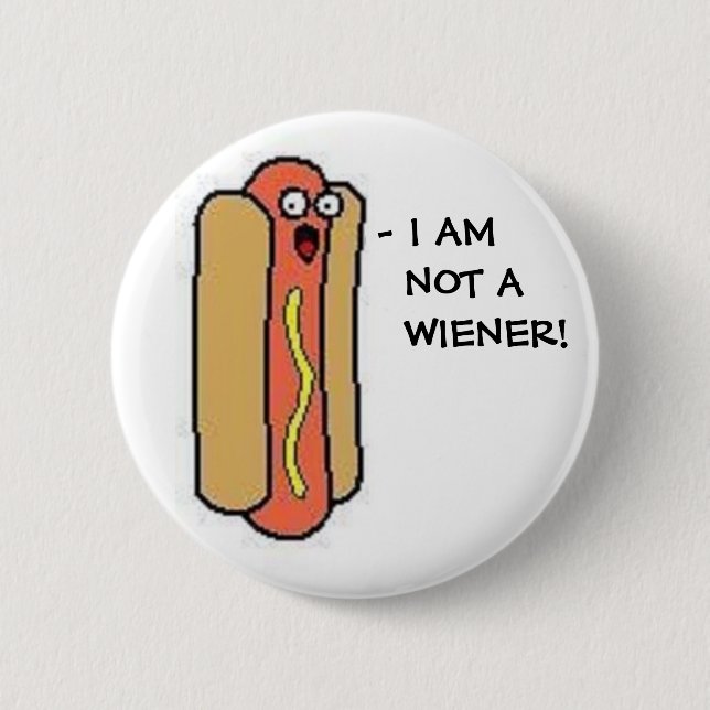 BADGE ROND 5 CM JE NE SUIS PAS UNE SAUCISSE ! (Devant)