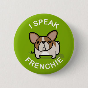 Badge Rond 5 Cm Je parle Frenchie - vert