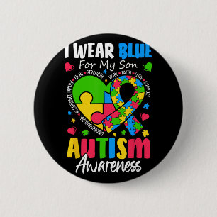 Badge Rond 5 Cm Je Porte Du Bleu Pour Mon Fils Sensibilisation sur