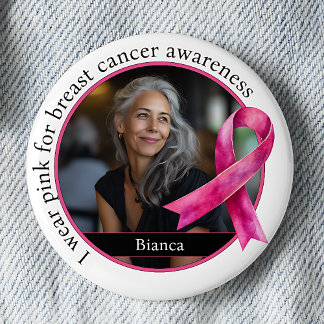 Badge Rond 5 Cm Je porte du rose pour la sensibilisation au cancer