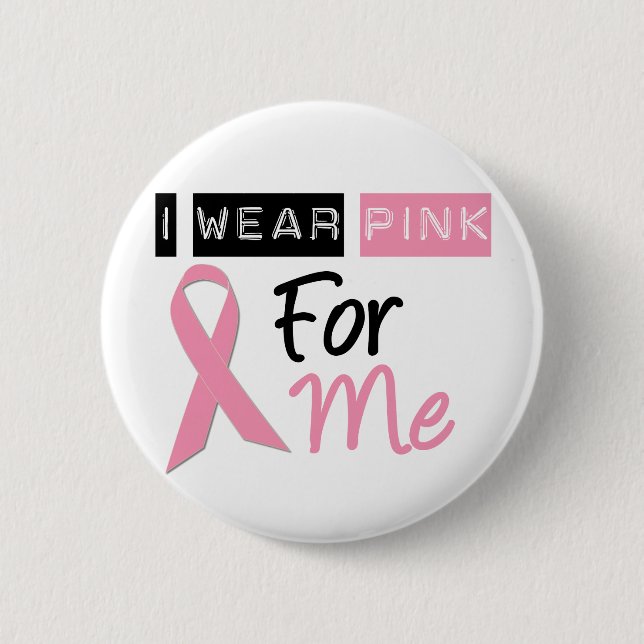 Badge Rond 5 Cm Je Porte Du Rose Pour Moi (Devant)