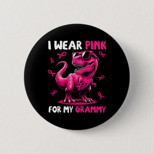 Badge Rond 5 Cm Je Porte Du Rose Pour Mon Grammy T-rex Dinosaure C