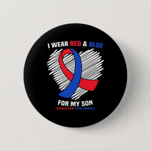 Badge Rond 5 Cm Je Porte Du Rouge Et Du Bleu Pour Mon Fils Sensibi