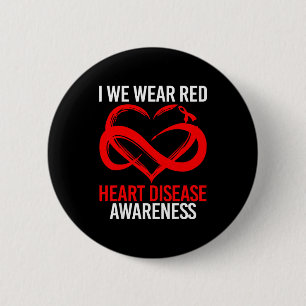 Badge Rond 5 Cm Je porte du rouge pour la sensibilisation au ruban