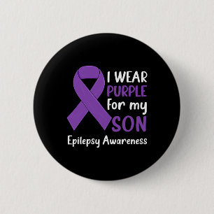 Badge Rond 5 Cm Je porte du violet pour mon fils Épilepsie Sensibi