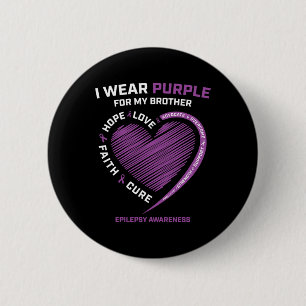 Badge Rond 5 Cm Je Porte Du Violet Pour Mon Frère Conscience De L'