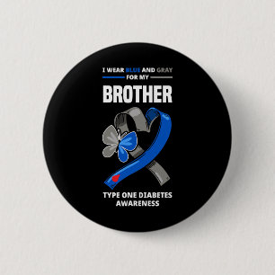 Badge Rond 5 Cm Je porte le bleu et le gris pour mon frère type un