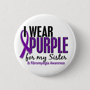 Badge Rond 5 Cm Je porte le pourpre pour ma fibromyalgie de la