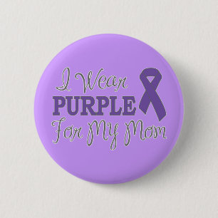 Badge Rond 5 Cm Je porte le pourpre pour ma maman (le ruban