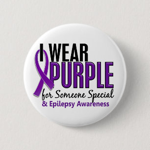 Badge Rond 5 Cm Je porte le pourpre pour quelqu'un l'épilepsie 10