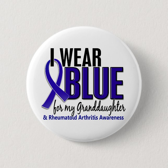 Badge Rond 5 Cm Je porte le rhumatisme articulaire bleu de la (Devant)