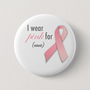 Badge Rond 5 Cm Je porte le rose pour… la coutume de conscience de