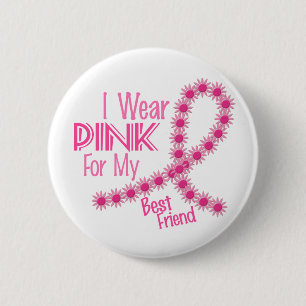 Badge Rond 5 Cm Je porte le rose pour mon CANCER DU SEIN du