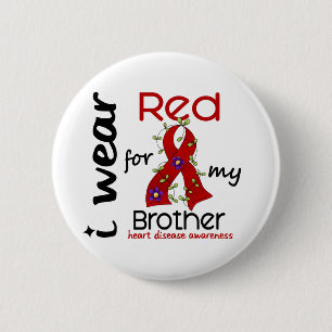 Badge Rond 5 Cm Je porte le rouge pour ma maladie cardiaque du