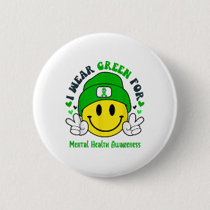 Badge Rond 5 Cm Je Porte Le Vert Pour La Sensibilisation À La Sant