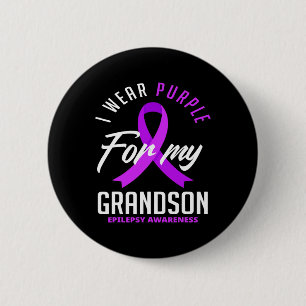 Badge Rond 5 Cm Je Porte Le Violet Pour Mon Petit-Fils Sensibilisa