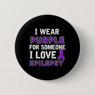 Badge Rond 5 Cm Je porte le violet - Sensibilisation à l'épilepsie