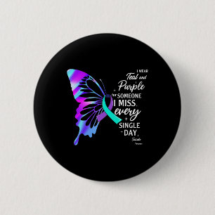 Badge Rond 5 Cm Je Porte Le Violet Turquoise Pour La Prévention Mé