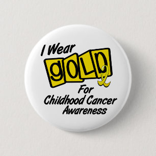 Badge Rond 5 Cm Je porte l'or pour la CONSCIENCE 8 de CANCER