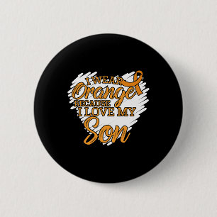 Badge Rond 5 Cm Je porte l'orange parce que j'aime mon fils pour l