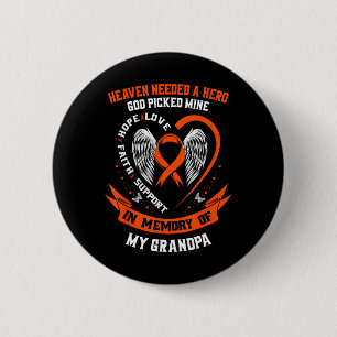 Badge Rond 5 Cm Je Porte Orange En Mémoire De Mon Grand-Père Leuke