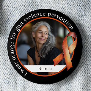 Badge Rond 5 Cm Je porte orange pour la prévention de la violence 