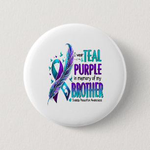 Badge Rond 5 Cm Je Porte Turquoise Et Violet Pour Mon Frère Suicid