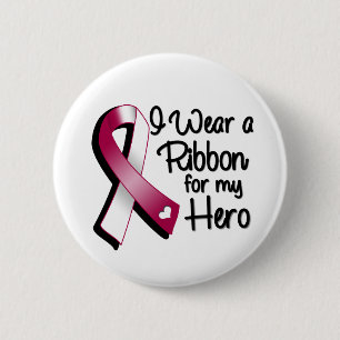 Badge Rond 5 Cm Je porte un Bourgogne et un ruban blanc pour mon