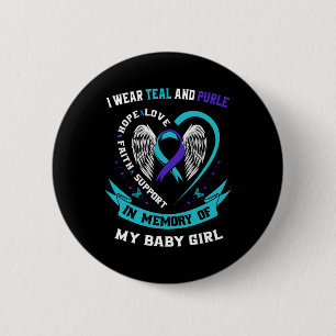 Badge Rond 5 Cm Je Porte Un Ribb Turquoise Et Violet Sensibilisati