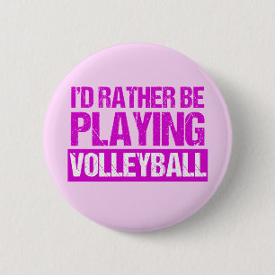Badge Rond 5 Cm Je préfère jouer au volley-ball