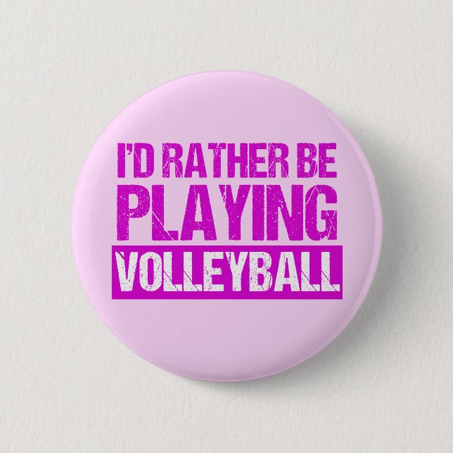 Badge Rond 5 Cm Je préfère jouer au volley-ball (Devant)