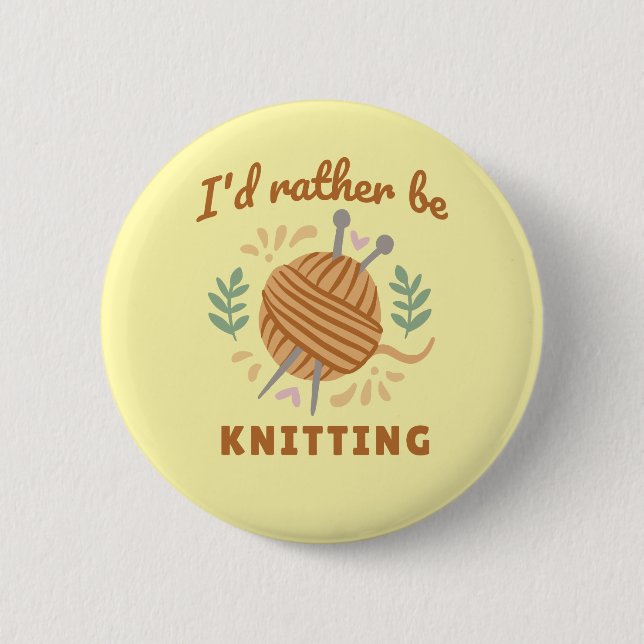 Badge Rond 5 Cm Je Préférerais Être Tricot (Devant)