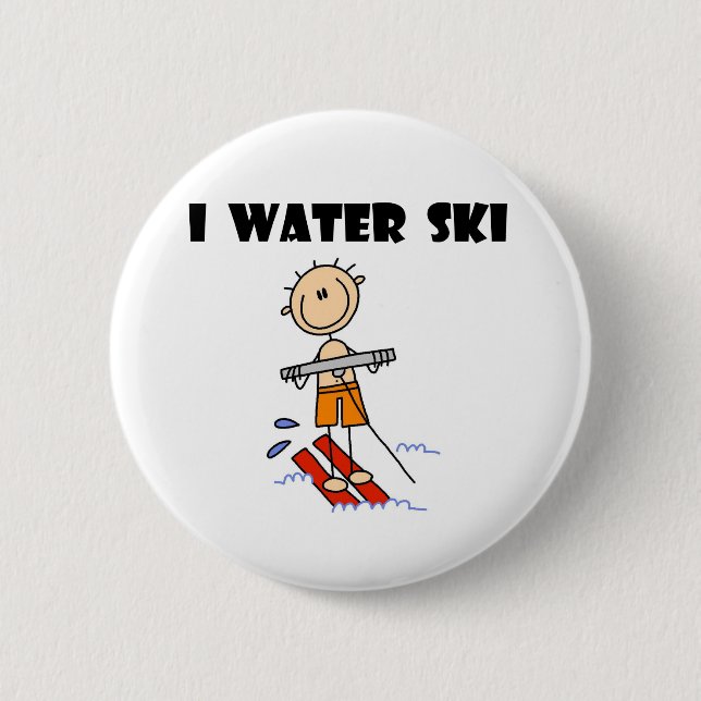 Badge Rond 5 Cm Je ski d'eau (Devant)