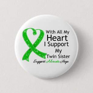 Badge Rond 5 Cm Je soutiens ma soeur jumelle de tout mon coeur