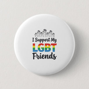 Badge Rond 5 Cm Je soutiens mes amis LGBT Vector Fierté Arc-en-cie