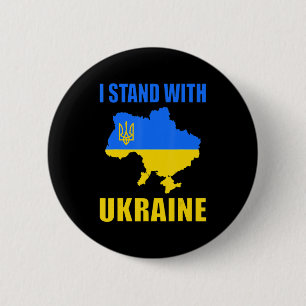 Badge Rond 5 Cm Je Suis Avec La Carte De L'Ukraine Et Le Drapeau U