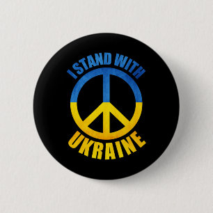 Badge Rond 5 Cm Je suis avec le symbole de la paix de l'Ukraine
