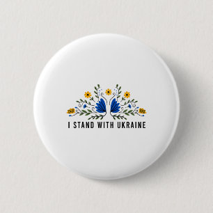 Badge Rond 5 Cm Je suis avec l'Ukraine Drapeau de l'Ukraine Tourne