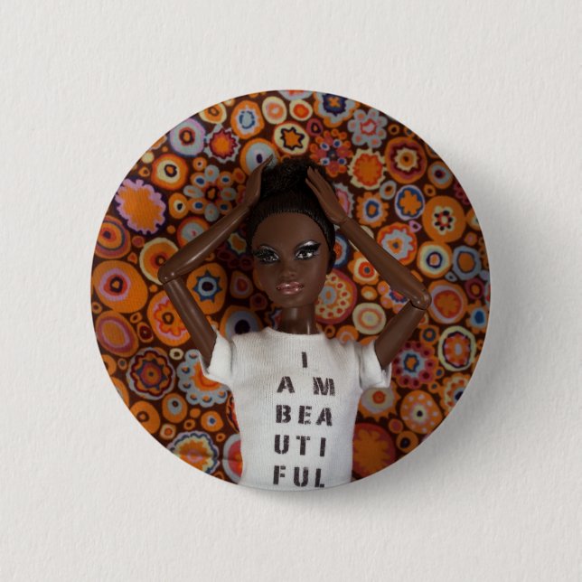 Badge Rond 5 Cm Je suis beau bouton - Nzinga (Devant)