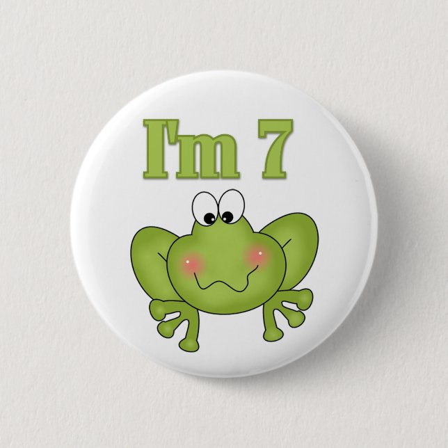 Badge Rond 5 Cm Je suis bouton de sept grenouilles (Devant)